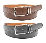 Barbados Leather Mens Black and Brown Genuine Leather Belts (2 Pack) (38-40, Fashion Belts)