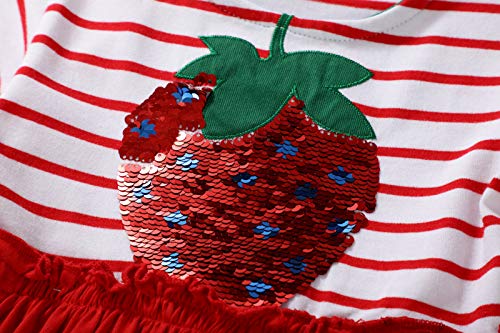 Little Girls Dress Playwear Apple Print Cotton Skirt Short Sleeve Shirts 2T