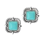 Ginasy Silver Plated Geometry Nature Turquoise Stud Earrings