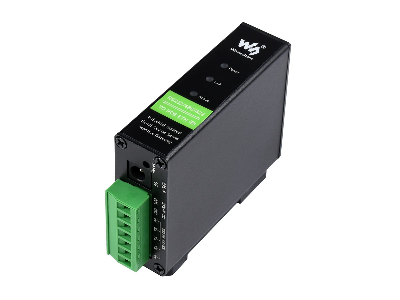RS232/485/422 to RJ45 Ethernet Converter, TCP/IP to Series, Modbus Gateway, Industrial Isolated RS232/485/422 Serial Serial Serial Server for Rail Mounting with POE Function