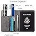 WALNEW Passport Holder for Travel, RFID Passport Cover Wallet for Women Men, PU Leather Passport Book Card Holder Case with Pen, Travelling Essentials for Flying