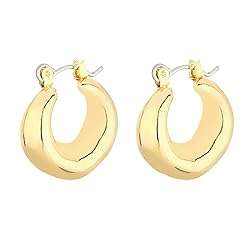 Wgoud Chunky Hoop Earrings Set 14K Gold Plated Hoop