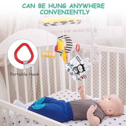 Crinkle Soft Baby Books, 3D Touch and Feel High Contrast Cloth Book, Sensory Baby Toys for 0-6-12 Months, Early Learning Stroller Toys, Ideal Gifts for Infants and Toddlers
