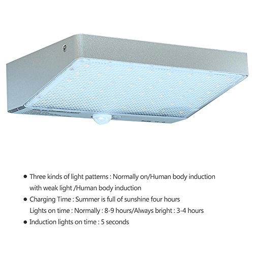 Solar Motion Sensor Super Bright 48 LED Light Works Great as Automatic Security Lighting. Wireless IP 65 Waterproof Aluminium Alloy Shell For Long Time Use on Walkways,Paths,Yard,Gardens (Silver)