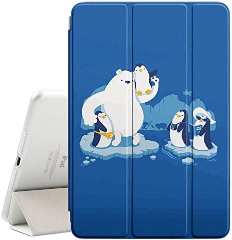 STPlus Polar Bear Posing with Penguins Funny Smart Cover With Back Case + Auto Sleep/Wake Funtion + Stand for Apple iPad 2017 (9.7")