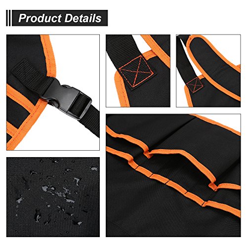 OCGIG Professional Canvas Work Apron with 16 Tool Pockets Tool Apron Adjustable Size Protective and Waterproof