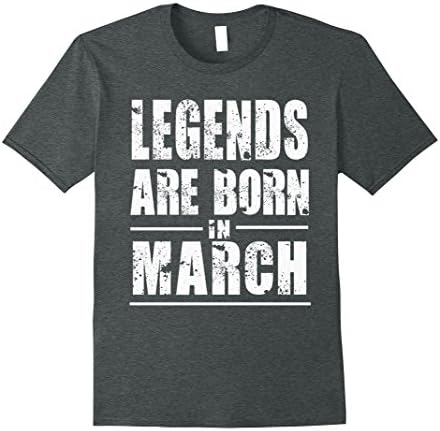 Men's Legends Are Born In March, Grunge Effect Gift XL Dark Heather