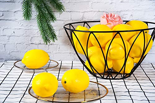 20 PCS Yellow Artificial Lemons, 3.7'' X 2.56'' Fake Fruit Lemons Artificial Lifelike Simulation Lemon for Home House Kitchen Party Decoration