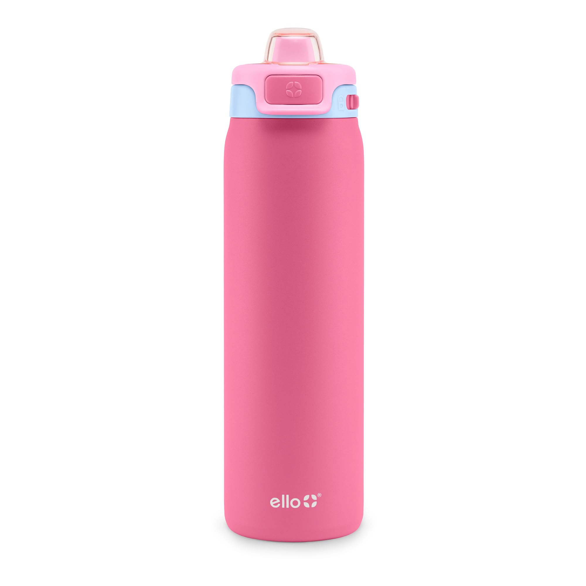 Photo 1 of Ello Pop & Fill 22oz Stainless Steel Water Bottle with Quick Fill Technology, Double Walled and Vacuum Insulated Metal, Leak Proof Locking Lid, Sip and Chug, Reusable, BPA Free, Cherry Breeze