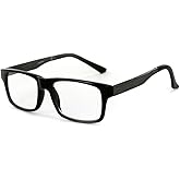 Aloha Eyewear Techno Square Reading Glasses with Metal Temples for Men and Women (Gunmetal +1.75)