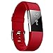 JUNYI Fitbit Charge 2 Bands ,Classic Sports Watch Adjustable Replacement Comfortable Bands for Fitbit Charge 2 Fitness Smart Wristbands Strap (Red large)