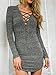 Dreagal Women Gray V Neck Long Sleeve Bodycon Mini Sweater Dress Top, Style1-Grey, Small