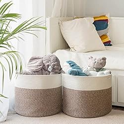 Goodpick 2pack Large Woven Blanket Storage Baskets