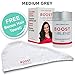 BOOSTnBLEND Medium Silver Grey Hair Loss Concealer with BONUS FREE HAIR TOWEL. Get Your Confidence Back. Completely Undetectable.