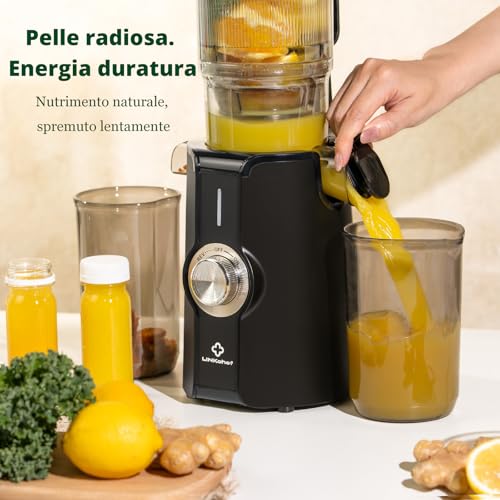 LINKChef Fruit and Vegetable Extractor, 115 mm Opening Juice Extractor 1.2L, Slow Juicer Machine for Whole Fruits and Vegetables, BPA Free, Easy to Disassemble and Clean, Recipes Included, 200W