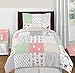 Coral, Mint and Grey Woodsy Deer Girls 4 Piece Kids Childrens Twin Bedding Set