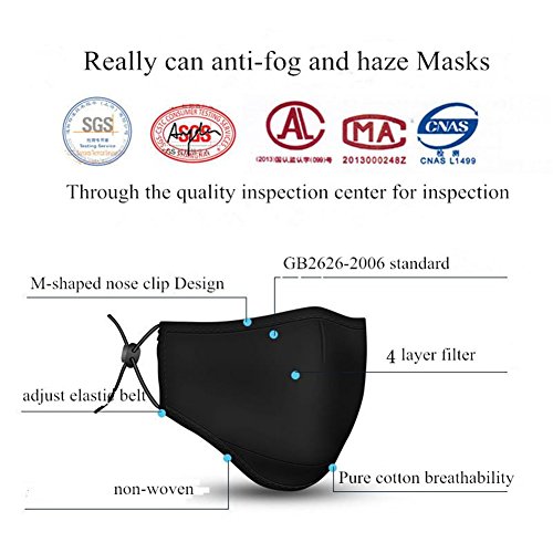 ZWZCYZ Masks Dust Mask Anti Pollution Mask PM2.5 4 Layer Activated Carbon Filter Insert Can Be Washed Reusable Masks Cotton Mouth Mask for Men Women (Large(Men's), Coffee Flower)