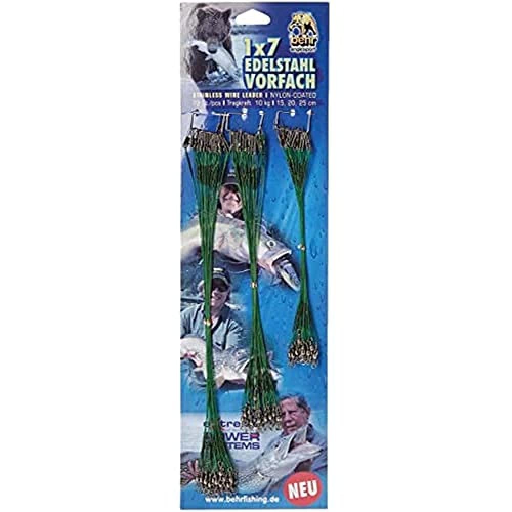 Behrfishing- Stainless Steel Headers 1 x 7 Stainless Steel Heads (Nylon) 72 Pieces 15cm / 20 cm / 25 cm - 10 Kg