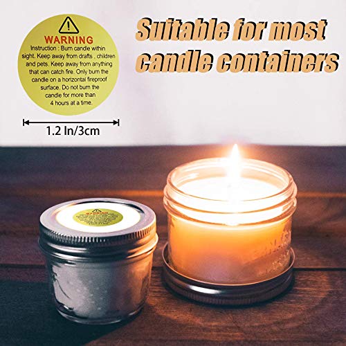 SANNIX 400 Pieces Candle Warning Labels, 1.2 Inch Candle Jar Container
