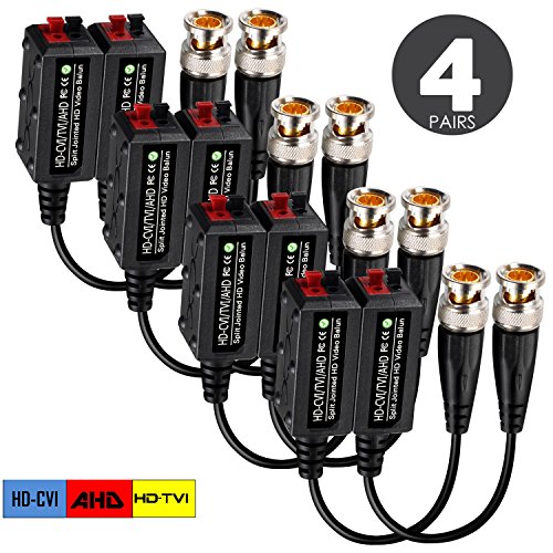 VIMVIP [Upgraded] 4 Pairs Split Joint Mini CCTV BNC HD-CVI/TVI/AHD Passive Video Balun Transceiver