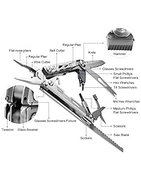 DPNAO Multitool Knife Pliers 21 in 1 Portable Pocket Tool Wire Cutter Bottle Opener Scissors Hammer Glass Breaker Adjustable Multifunctional Stainless Steel Screwdriver Mini Tools