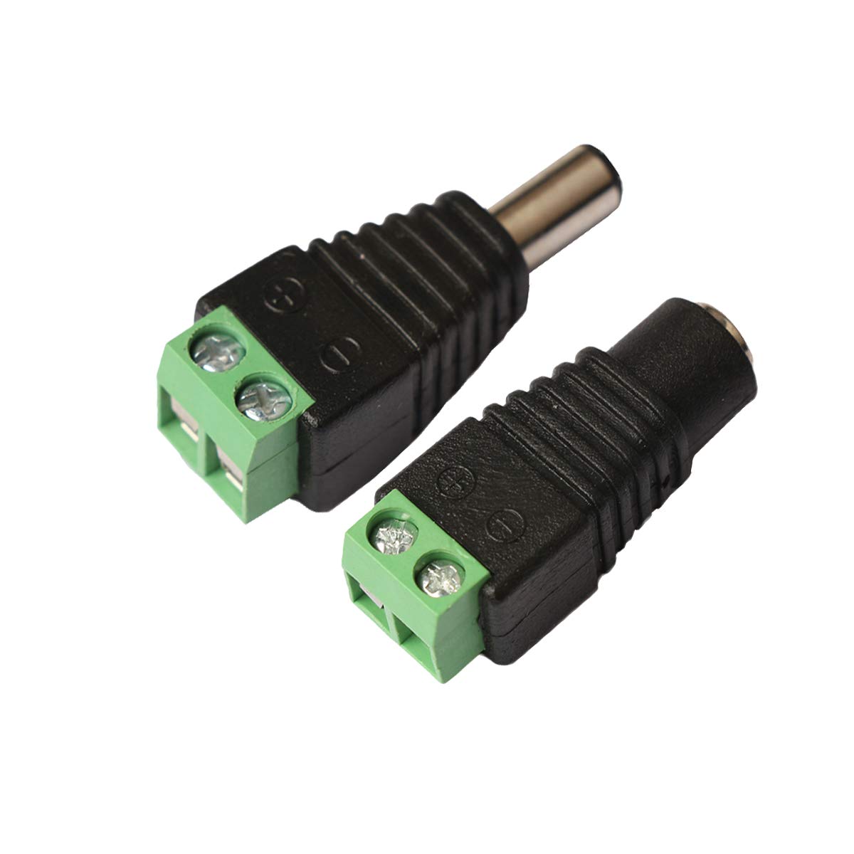 WOWLED - 10 Pcs DC Power Connector 5.5mm x 2.1mm (5 x Male + 5 x Female) 12V 24V Power Jack Plug Socket Cable Wire Terminal Male Female Adapter for CCTV Security Camera, LED Strips