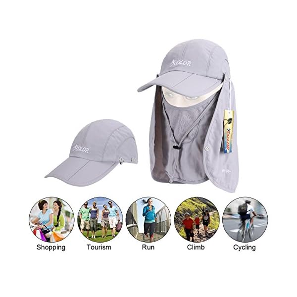 ICOLOR-Sun-Caps-Flap-Hats-360-Solar-Protection-UPF-50-Sun-Cap-Removable-NeckFace-Flap-Cover-Caps-for-Man-Women-BaseballBackpackingCyclingHikingFishingGardenHunting-Outdoor-Camping