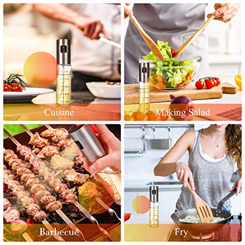 FANBO Kitchen Olive Oil Dispenser Bottle, Olive Oil Sprayer with Measuring Leak-Proof Stainless Steel Dispenser, Glass Oil Bottle with Brush and Funnel for BBQ/Kitchen/Salad, Barbecue Kit