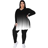 Tycorwd Women's Plus Size Two Piece Outfits Loungewear Sets Long Sleeve Oversized Tshirts Sweatpants Sweatsuits Sets