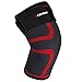 Compression Knee Brace Sleeve – COMENII Athletics Support for Jogging, Running, Hiking and Sports, Joint Pain Relief, Arthritis and Injury Recovery with Adjustable Strap– Single Wrap, Black&Red