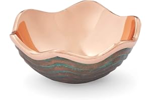 NAMBE Nambé Copper Canyon Bowl – 4.5 Inch Decorative Copper Accent Dish with Verdigris Patina, Sculptural Scalloped Rim Design, Stylish Home Tabletop & Kitchen Decor Serving Piece