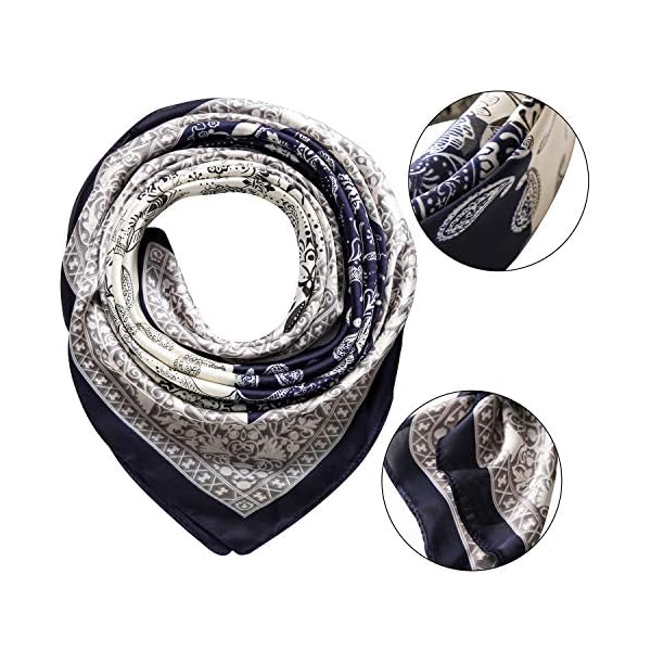 RIIQIICHY Pañuelo de Seda para Mujer Pañuelos para Cuello Colores y Diseños Variados 70 x 70 cm | DeHippies.com