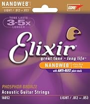 Elixir Strings Phosphor Bronze Acoustic Guitar Strings w NANOWEB Coating, Light (.012-.053)
