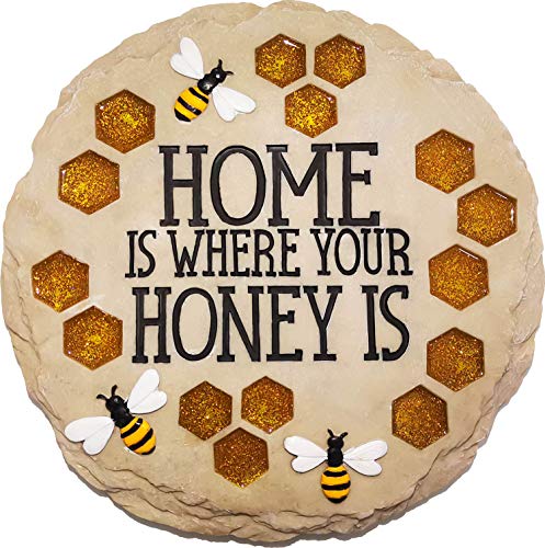 Spoontiques - Garden Decor - Home is Where Your Honey is Stepping Stone - Decorative Stone for Garden