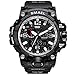 Richermall Men's Sports Analog Quartz Watch Dual Display Waterproof Digital Watches with LED Backlight relogio masculino (Black Sliver)