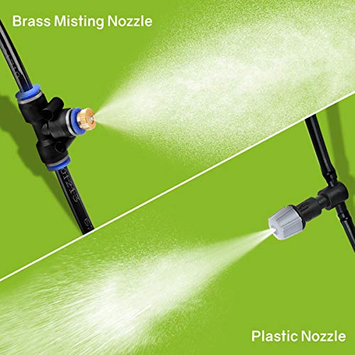 Outdoor Misting Cooling System, 59ft（18M） Patio Misting Kit with 19 Brass Mist Nozzles for Patio Garden Greenhouse Trampoline for Waterpark - Thumbnail 4