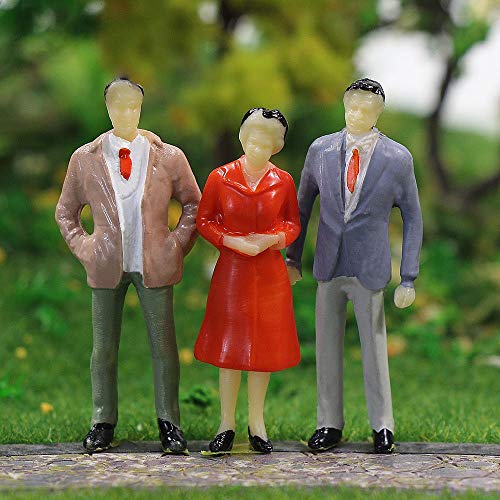 Fashionclubs 50pcs Model Train People Figures Architectural 1:25 G Scale Unpainted Model People Seated and Standing Miniature People Passengers for Miniature Scenes Model Railway Railroad Layout - Thumbnail 6