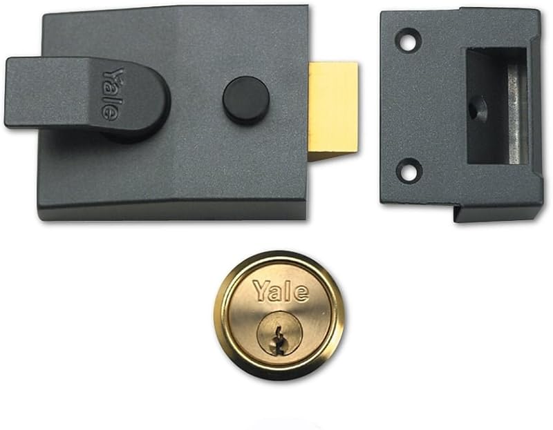 Yale Deadlock Nightlatch 89DMGPB Brass Cylinder 60mm Backset Key Lock Boxed