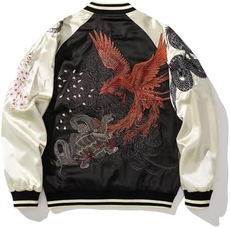 JAPANESE EMBROIDERED JACKETS 改 スカジャン Sukajack Nine-Tailed Fox Embroidered Bomber Jacket Vintage