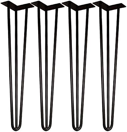 24" Hairpin Table Legs, Set of 4, Solid Iron, Industrial, Mid Century, Bench DIY