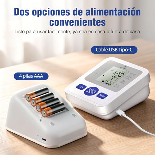 Tensiómetro de brazo MUINAIFTE, tensiómetro digital con pantalla, medición automática y precisa de la presión arterial, múltiples modos de medición