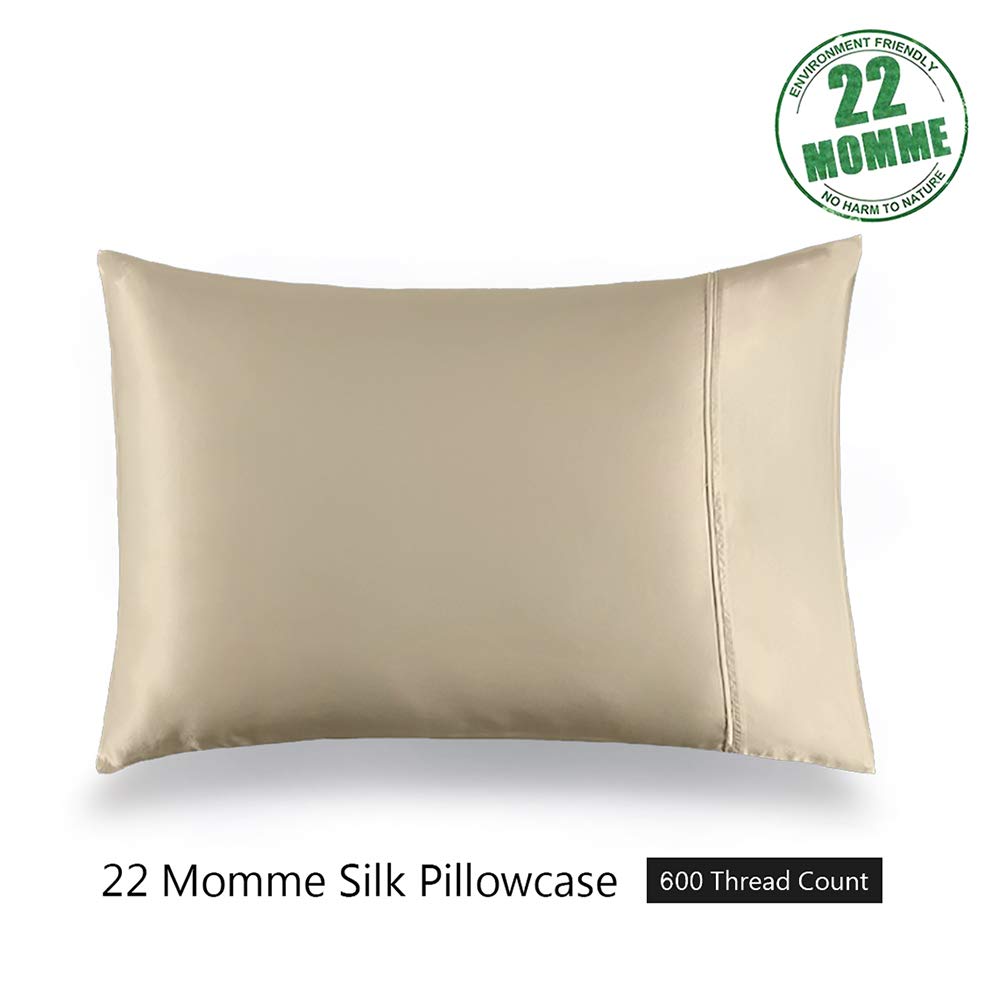 Lova Home Silk Pillowcase Standard Size 22 Momme-100% Natural Mulberry Silk On Both Sides-Super Soft for Hair Durable Pillow Cases Cover with Envelope Closure-Taupe