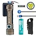 OLIGHT Seeker 2 Pro 3200 Lumens Three Cree XP-L HD CW LED Side Switch Rechargeable Tactical Flashlight Law Enforcement Searchlight with Charging Dock Patch (Desert Tan)