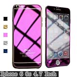 For iPhone 6 /6S (4.7 Inch) Screen Protectors,Gravydeals Best Tempered Glass Mirror Effect Front + Back Anti Scratches Screen Protective Skin Sticker - Purple