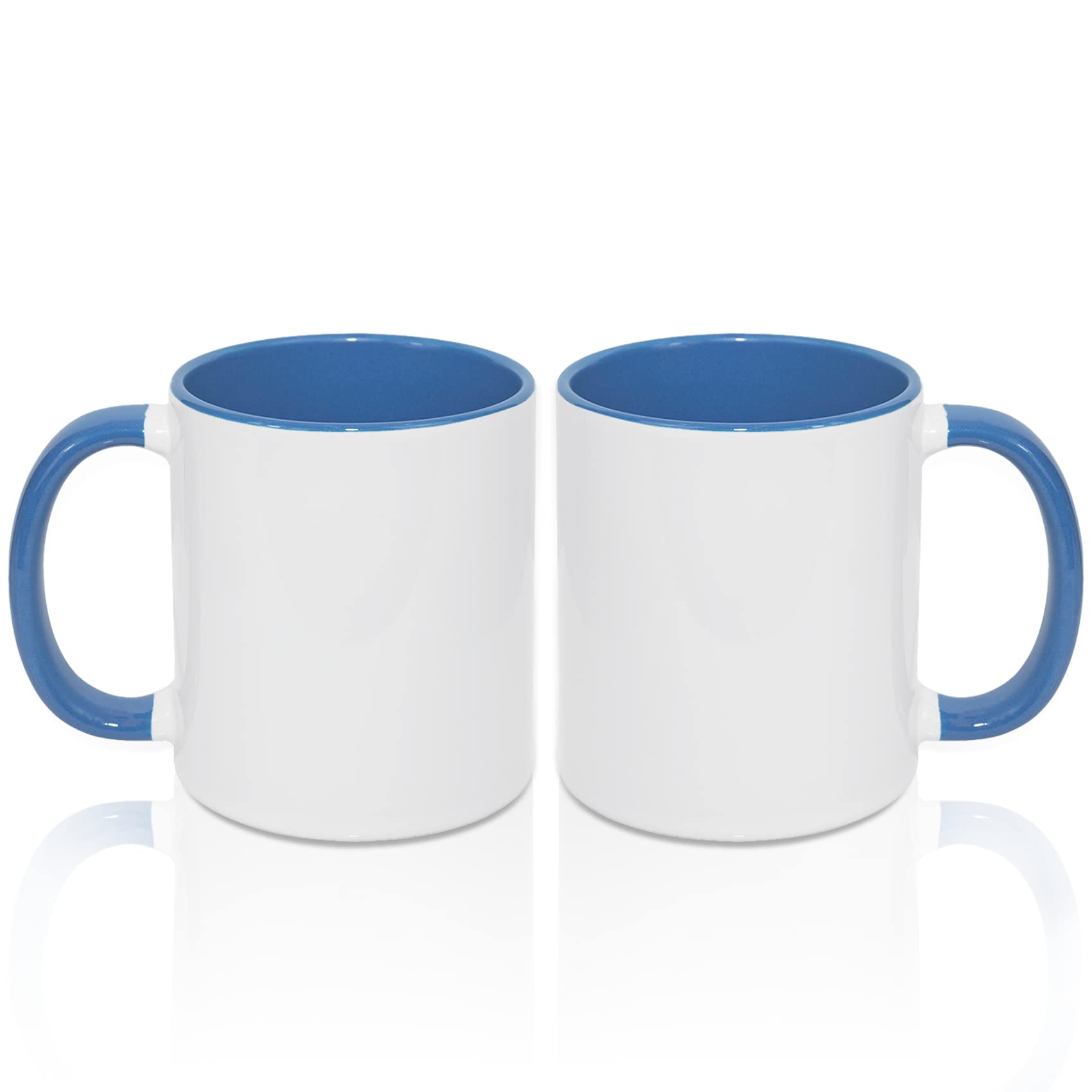MR.R 11oz Sublimation Blank Coffee Mugs,Cup Blank White Mug Cup with Blue Color Mug Inner and Handle,Set of 2 — image 1