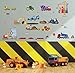 Big City Construction Wall Decals - Wall Art for Kids Rooms - Fun Trucks Cranes and Building Vehicles