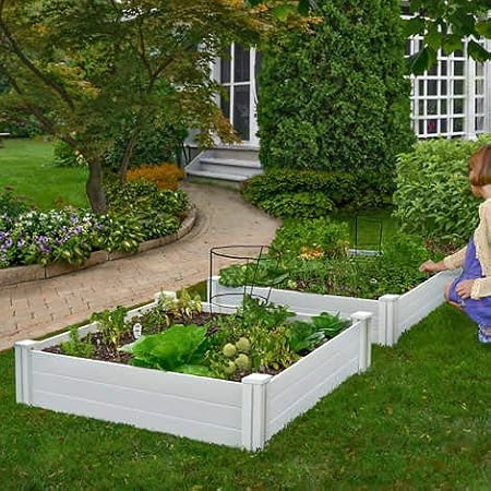 Amazon Com New England Arbors White Vinyl Raised Garden Bed 2