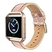 Simpeak Leather Band with Case Frame Compatible with Fitbit Blaze Smartwatch, Small Size with Frame, Genuine Leather Band Replacement for Fitbit Blaze, Bright Gold Rose Gold Frame