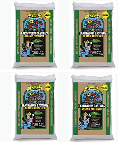 Unco Industries Wiggle Worm Organic Earthworm Castings Fertilizer, ifRoAH 4 Pack (30 Pounds)