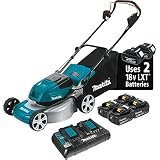Makita XML03PT1 18V X2 (36V) LXT Lithium‑Ion Brushless Cordless (5.0Ah) 18" Lawn Mower Kit with 4 Batteries, Teal